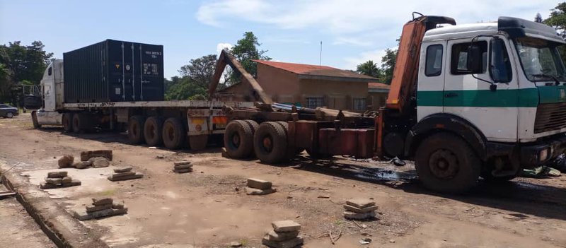 A shipping container arrives at Mzuzu University 2021